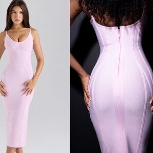 HOUSE OF CB 'The Hourglass' Baby Pink Midi Bandage Dress nwot
